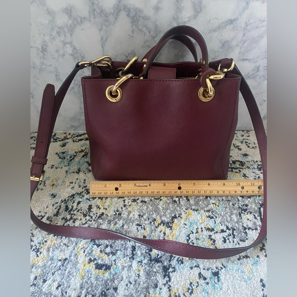 Michael Kors Maroon Red Chain Handbag with Crossbody Strap